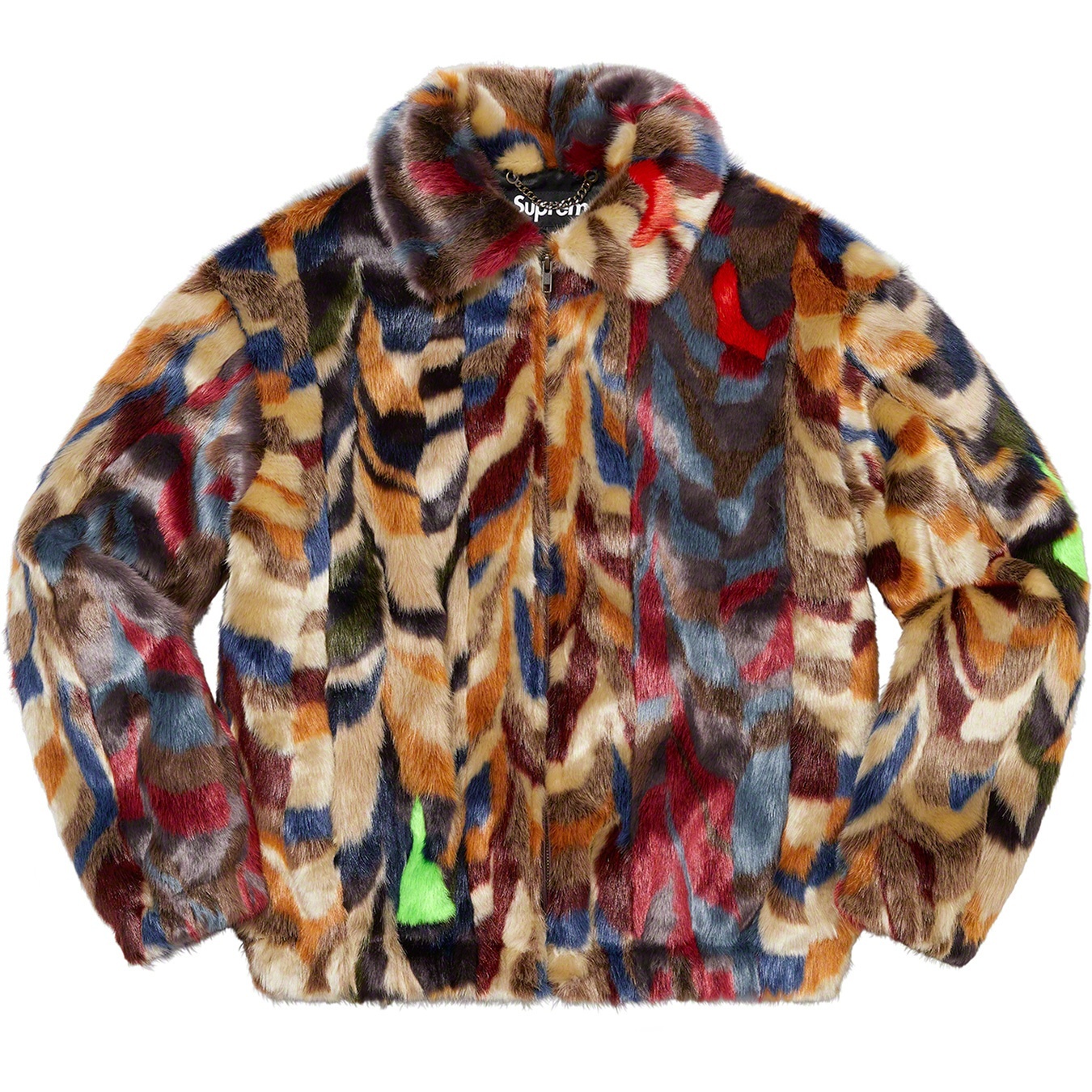 Multicolor Faux Fur Bomber Jacket view 4